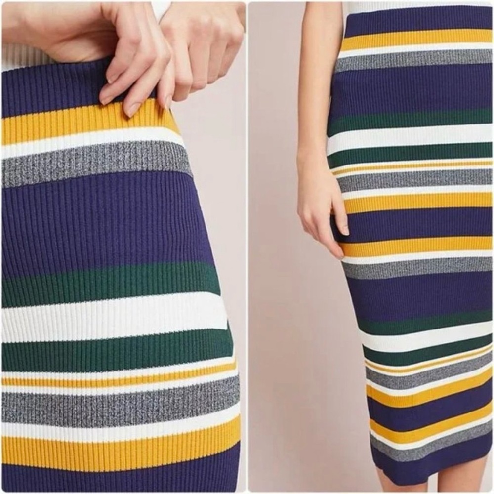 ANTHROPOLOGIE Callahan Greenwich Striped Knit Sweater Skirt Size M - Picture 3 of 12